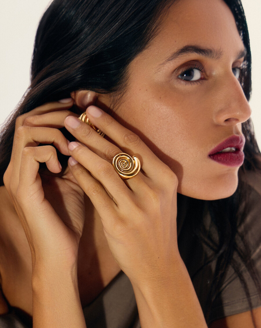 spiral statement ring - gold