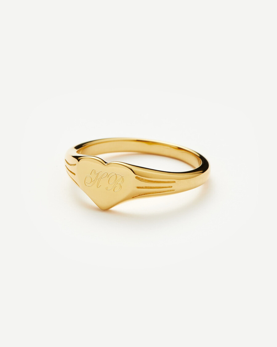 engravable heart signet ring - 18k gold vermeil