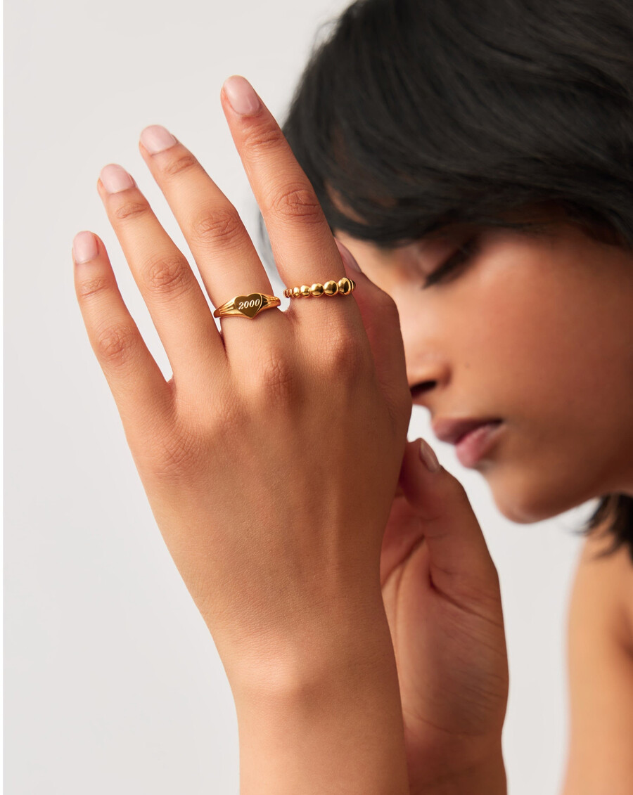 engravable heart signet ring - 18k gold vermeil