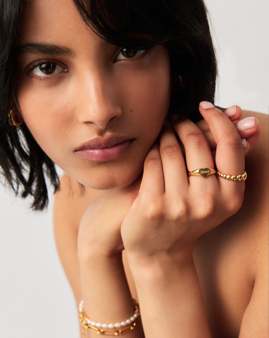 engravable heart signet ring - 18k gold vermeil