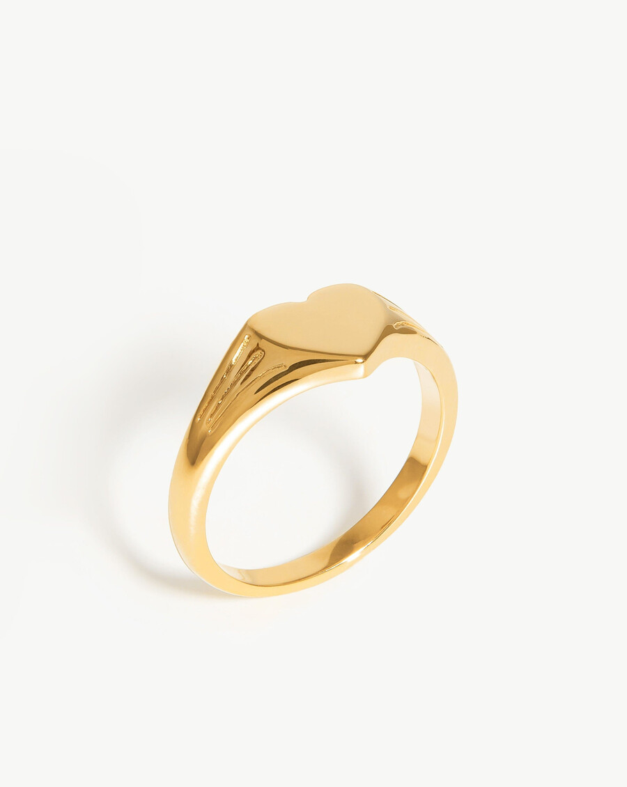 engravable heart signet ring - 18k gold vermeil