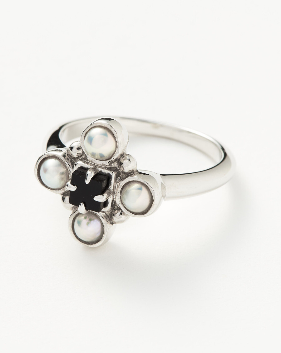harris reed quartet ring - sterling silverpearl black onyx